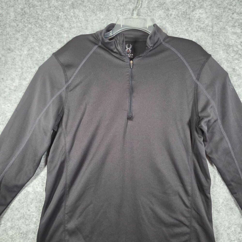 Spyder Men's 1/4 Zip Fleece Lined Long Sleeve Pullover  Black Size L Gorpcore - Picture 2 of 8